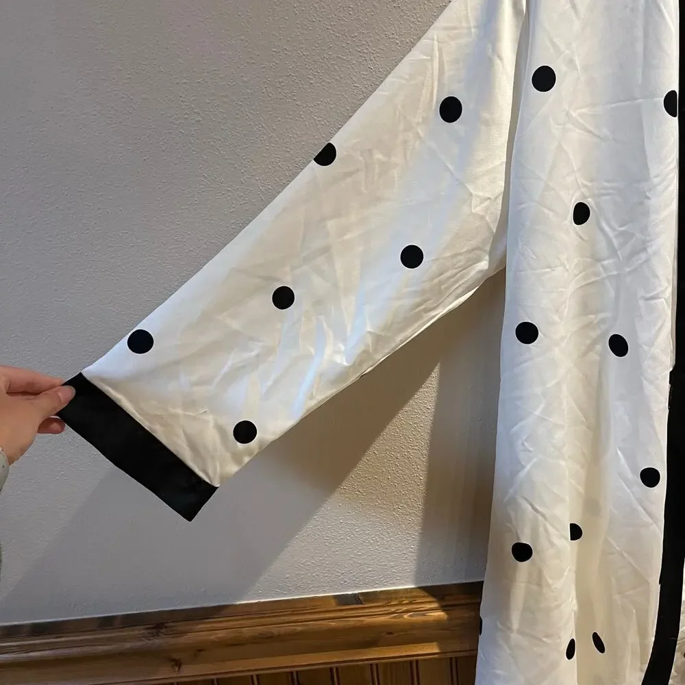 Kate Spade Polka Dot Robe L/XL Preppy Cozy Casual Sleepwear Missing Belt